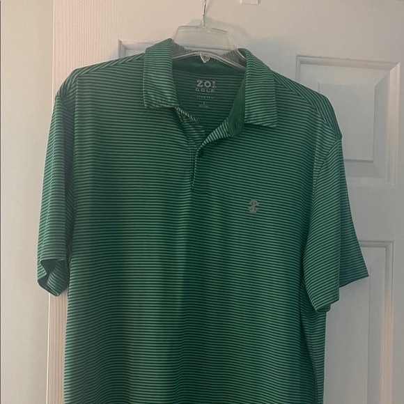 Izod Polo Shirt with Green Stripes - Picture 1 of 4